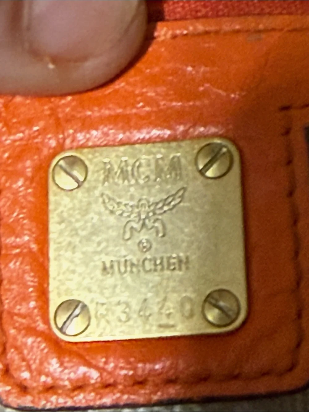 MCM Beige Monogram Veronika Visettos Tote with Orange and green detail